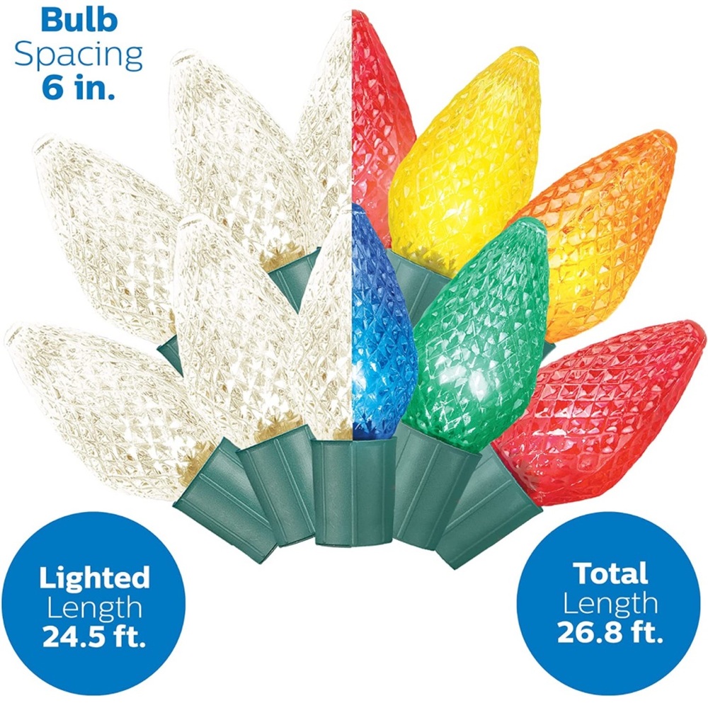 PHILIPS 50 LED 8 Function Bicolor Indoor Outdoor Faceted Christmas Lights